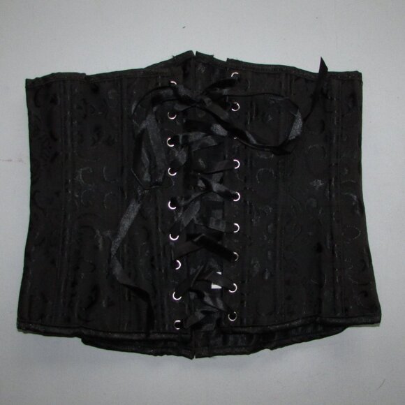 Black Heavy Jacquard Underbust Waist Cincher Corset - NEW - Picture 5 of 10